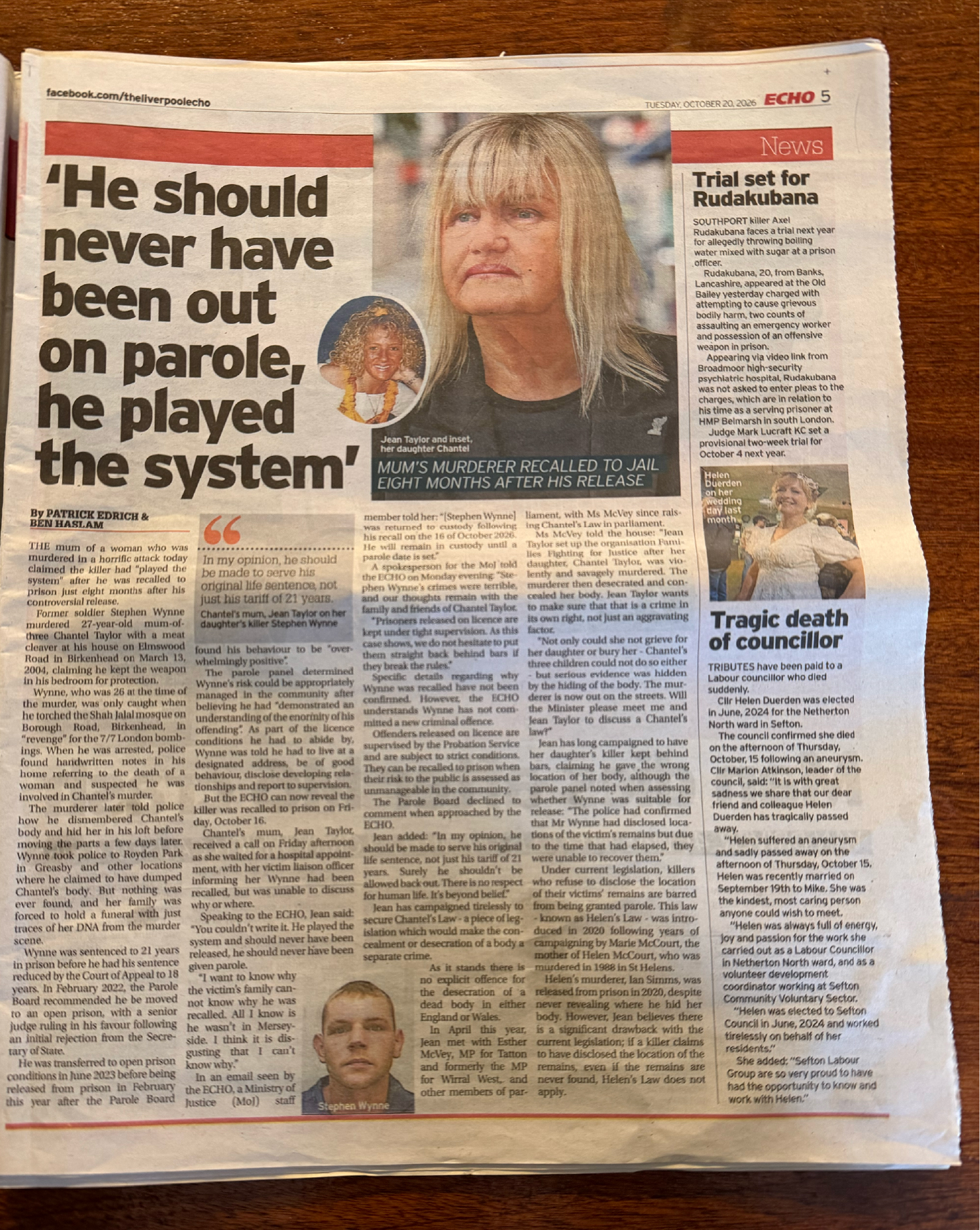 Liverpool Echo article featuring Jean Taylor and the campaign for Chantel's Law